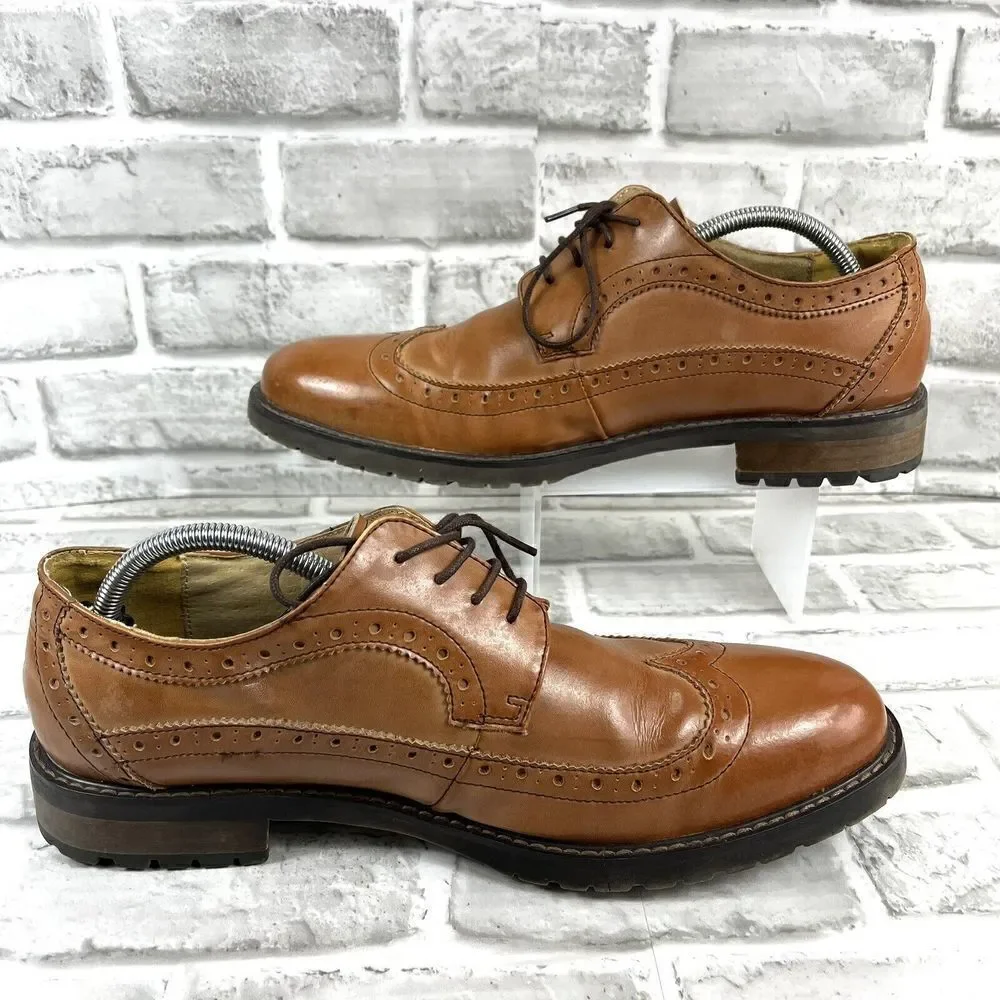 Steve Madden Remaine Men’s Size 11 Brown Leather Wingtip Oxfords Shoes